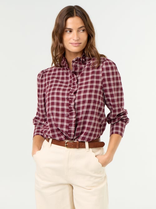 Blouse met opstaande kraag en ruches - Kiabi Blouse met opstaande kraag en ruches - Kiabi