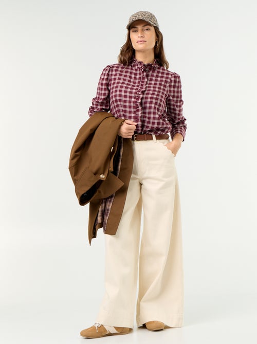 Blouse met opstaande kraag en ruches - Kiabi Blouse met opstaande kraag en ruches - Kiabi