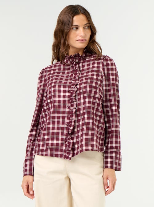 Blouse met opstaande kraag en ruches - Kiabi Blouse met opstaande kraag en ruches - Kiabi
