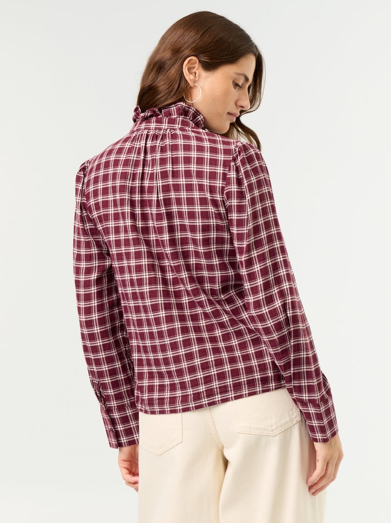 Blouse met opstaande kraag en ruches Rood - Kiabi