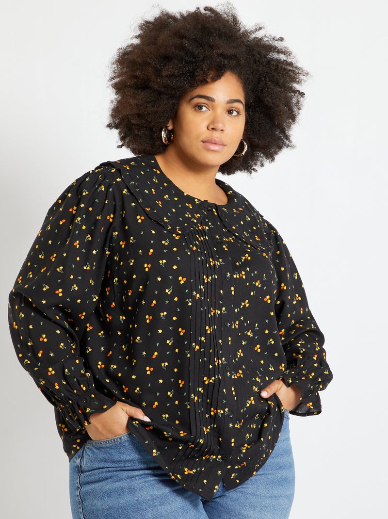 Blouse met Peter Pan-kraagje ZWART - Kiabi
