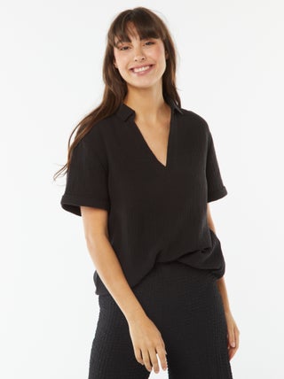 Blouse met polokraag van crêpestof