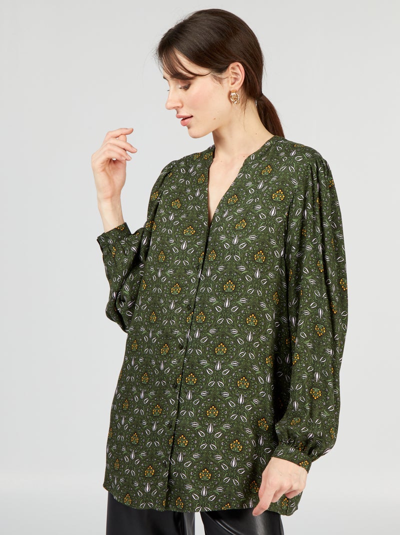 Blouse met print - ZWART - Kiabi