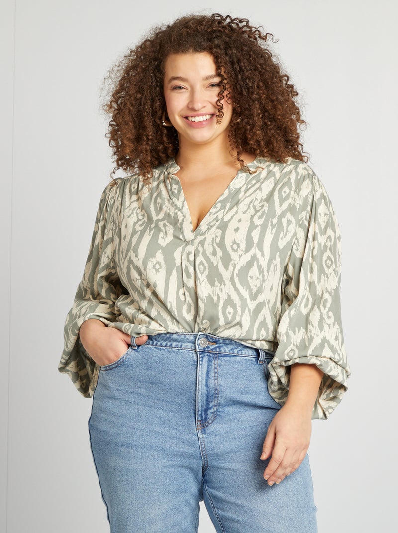 Blouse met print GROEN - Kiabi