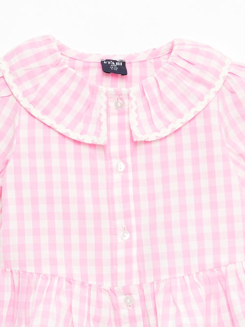 Blouse met puntkraag en ruches - Kiabi