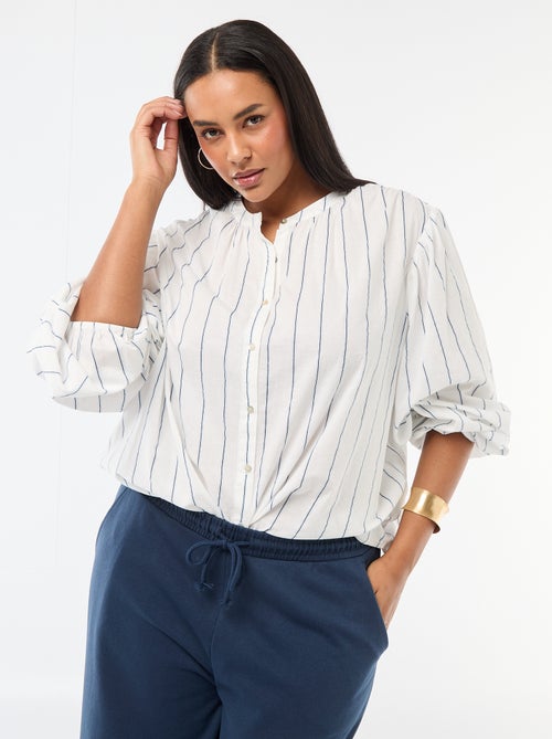 Blouse met ronde hals en lange mouwen - Kiabi