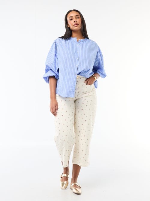 Blouse met ronde hals en lange mouwen - Kiabi