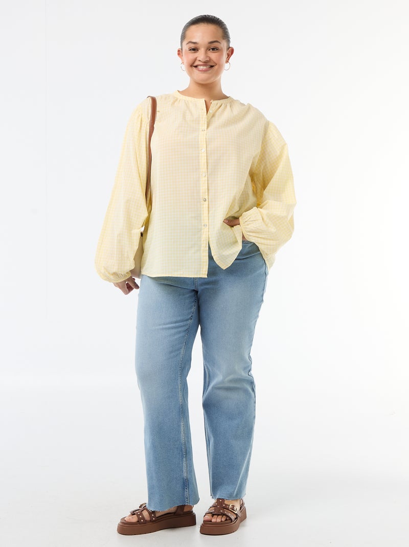 Blouse met ronde hals en lange mouwen Geel - Kiabi