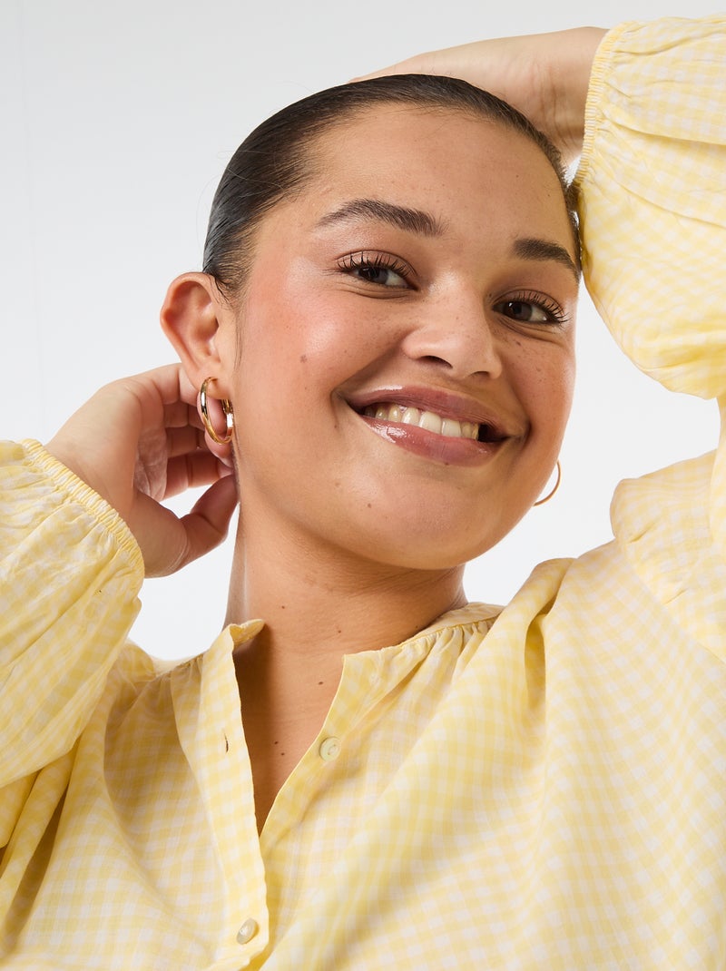 Blouse met ronde hals en lange mouwen Geel - Kiabi