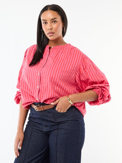 Blouse met ronde hals en lange mouwen - Kiabi