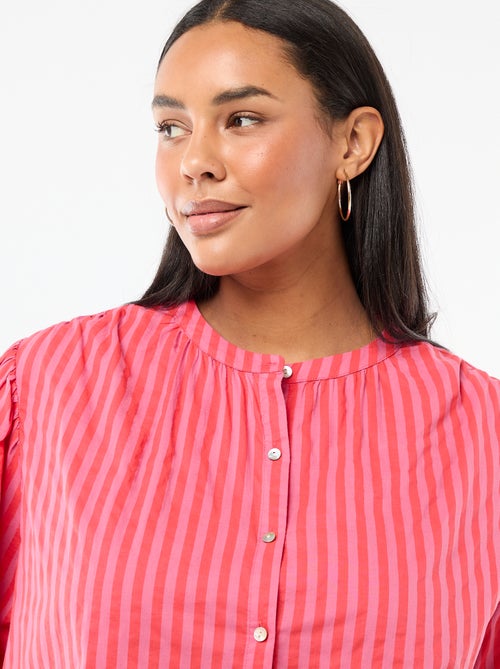 Blouse met ronde hals en lange mouwen - Kiabi