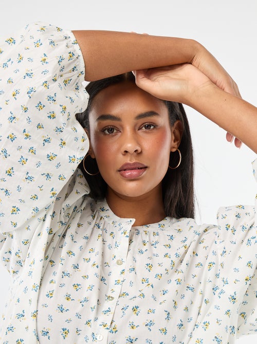 Blouse met ronde hals en lange mouwen - Kiabi