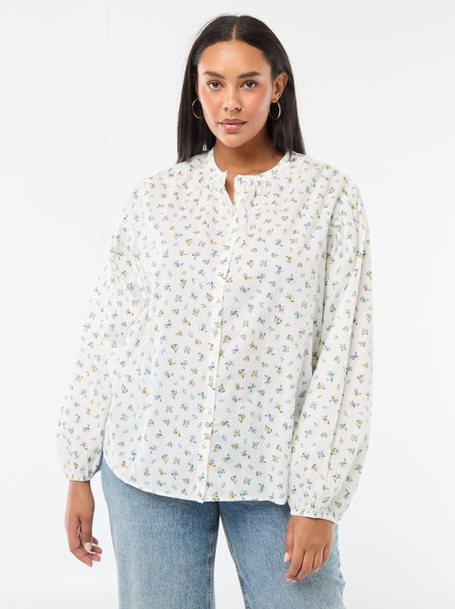 Blouse met ronde hals en lange mouwen - Kiabi