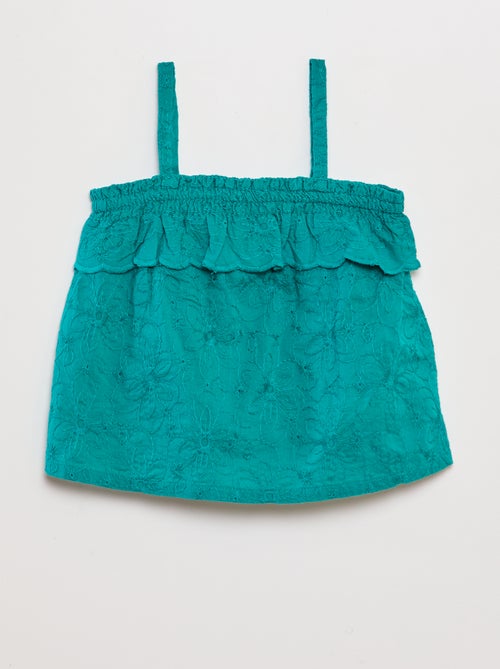 Blouse met ruche en broderie anglaise - Kiabi
