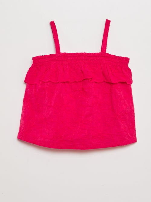 Blouse met ruche en broderie anglaise - Kiabi