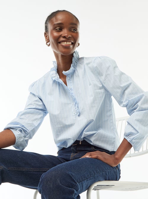 Blouse met ruches aan de kraag en de sluiting - Kiabi