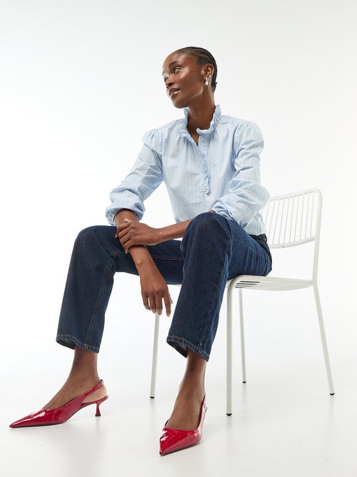 Blouse met ruches aan de kraag en de sluiting - Kiabi