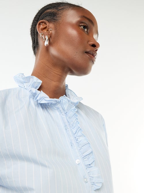 Blouse met ruches aan de kraag en de sluiting - Kiabi