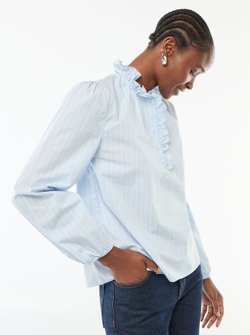 Blouse met ruches aan de kraag en de sluiting - Kiabi