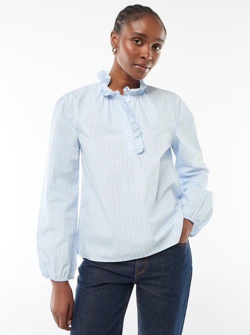 Blouse met ruches aan de kraag en de sluiting - Kiabi