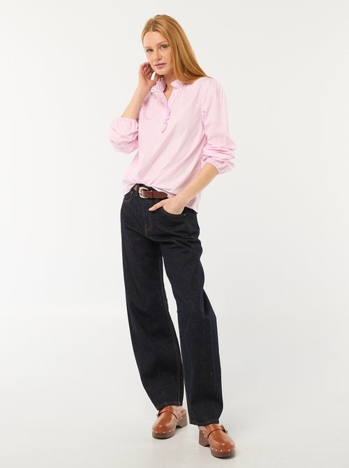 Blouse met ruches aan de kraag en de sluiting - Kiabi