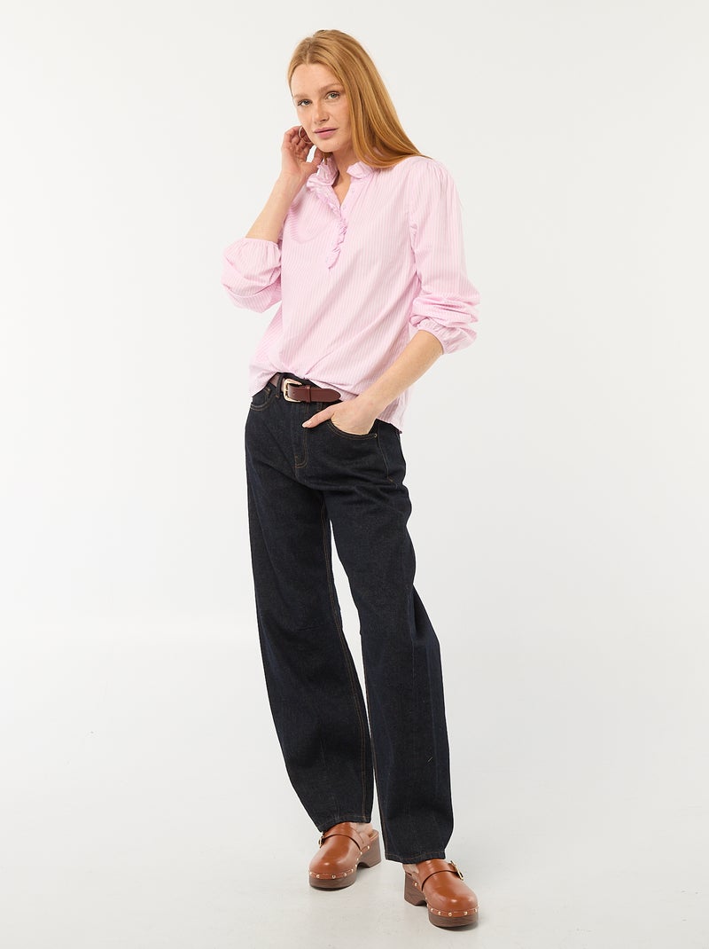 Blouse met ruches aan de kraag en de sluiting Rose - Kiabi