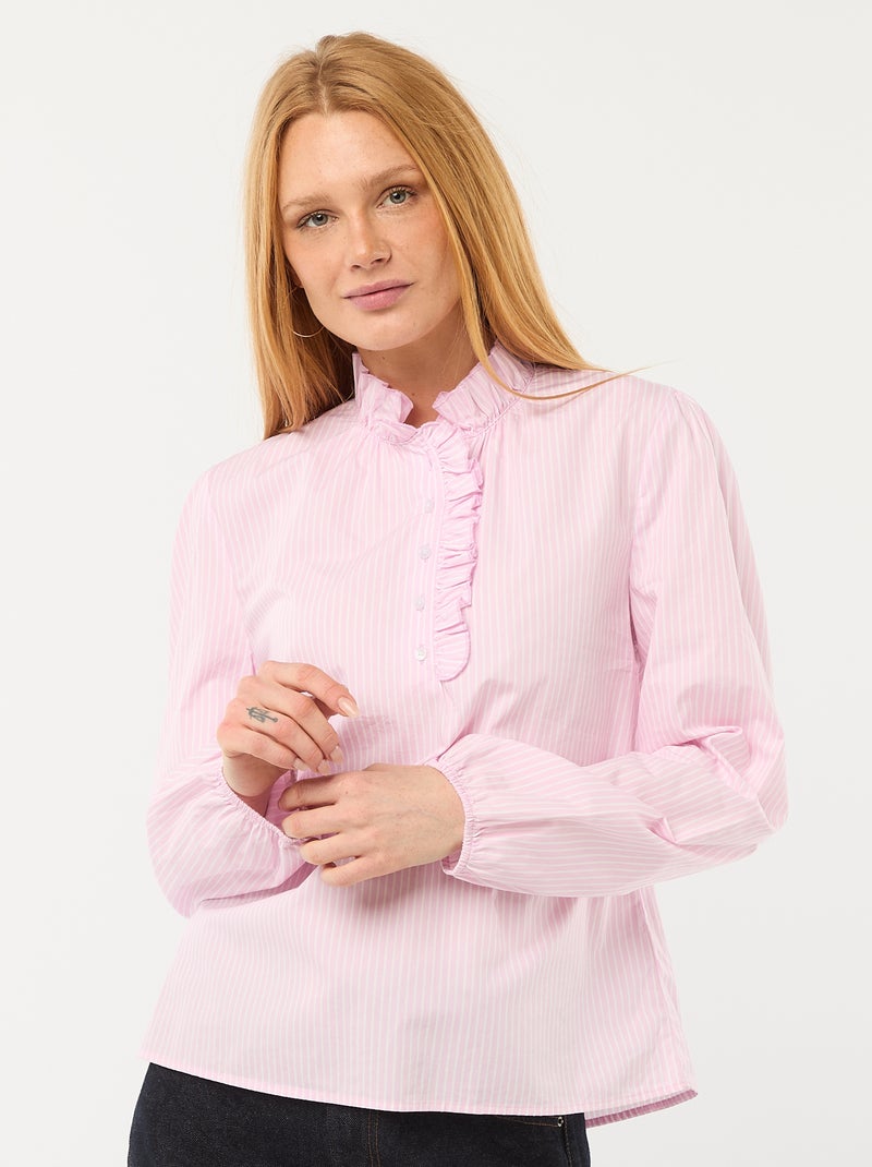 Blouse met ruches aan de kraag en de sluiting Rose - Kiabi