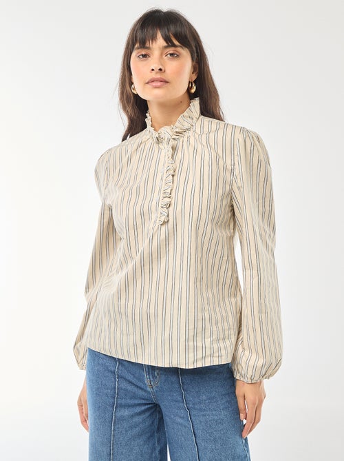 Blouse met ruches aan de kraag en de sluiting - Kiabi