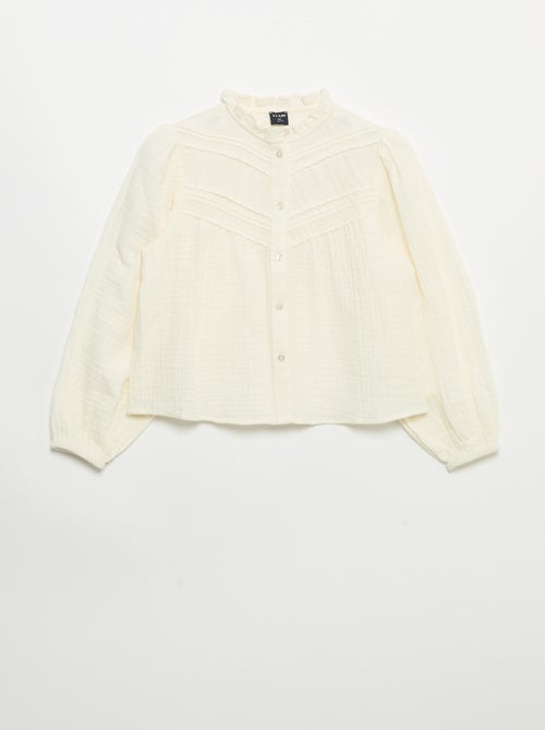 Blouse met rucheskraag en borduurwerk - Kiabi Blouse met rucheskraag en borduurwerk - Kiabi