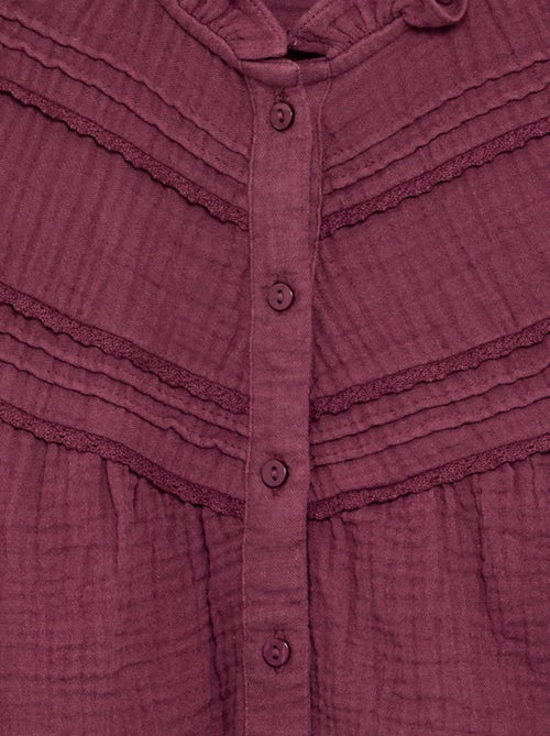 Blouse met rucheskraag en borduurwerk - Kiabi