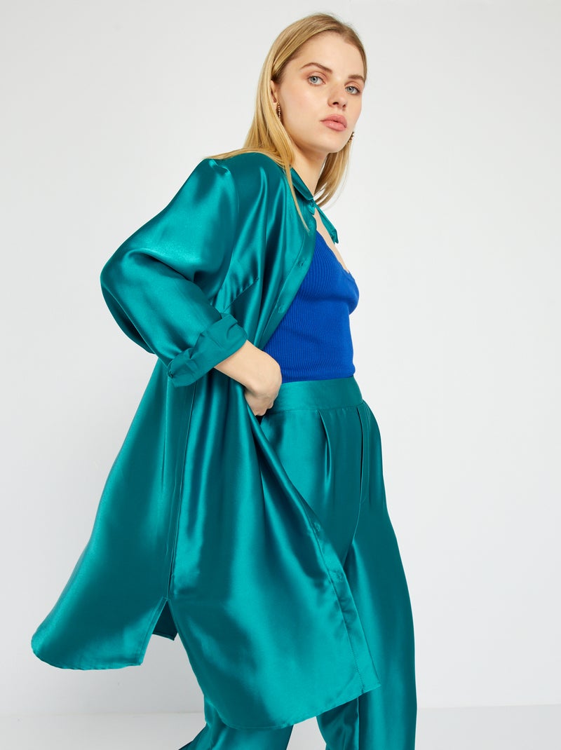 Blouse met satijnglans in mandalastijl BLAUW - Kiabi