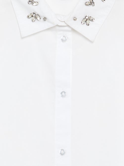 Blouse met siersteentjes op de kraag - Kiabi