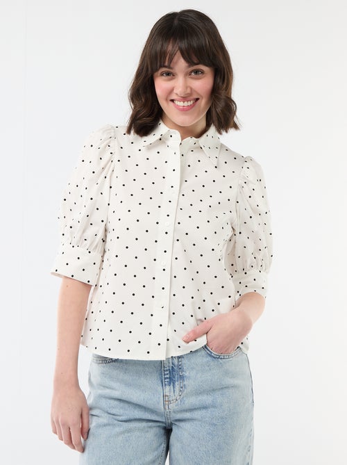 Blouse met stippen en 3/4 pofmouwen - Kiabi