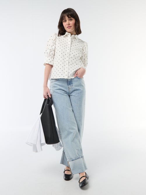 Blouse met stippen en 3/4 pofmouwen - Kiabi