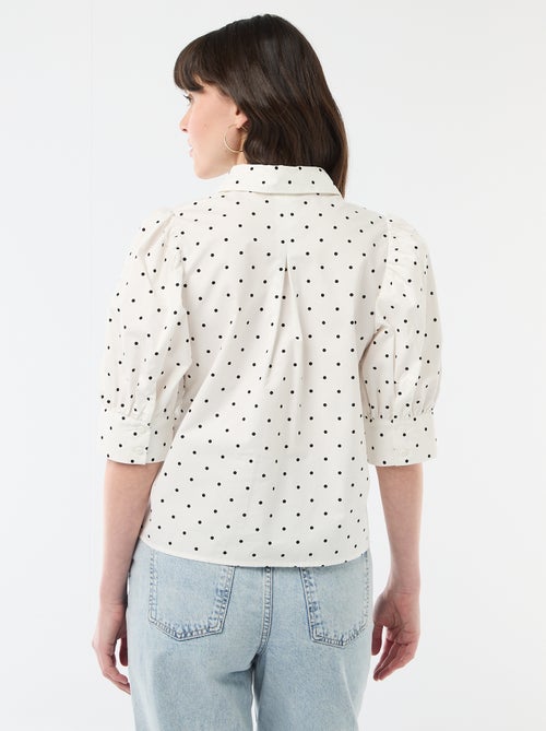 Blouse met stippen en 3/4 pofmouwen - Kiabi