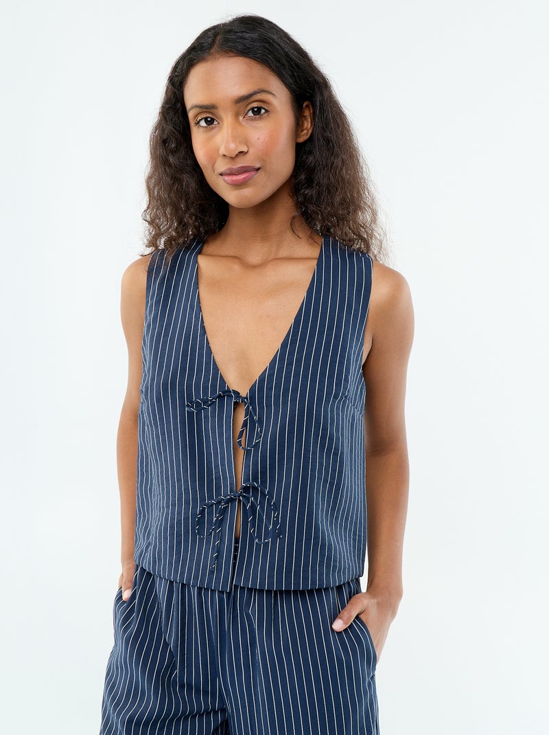 Blouse met strikjes Blauw - Kiabi