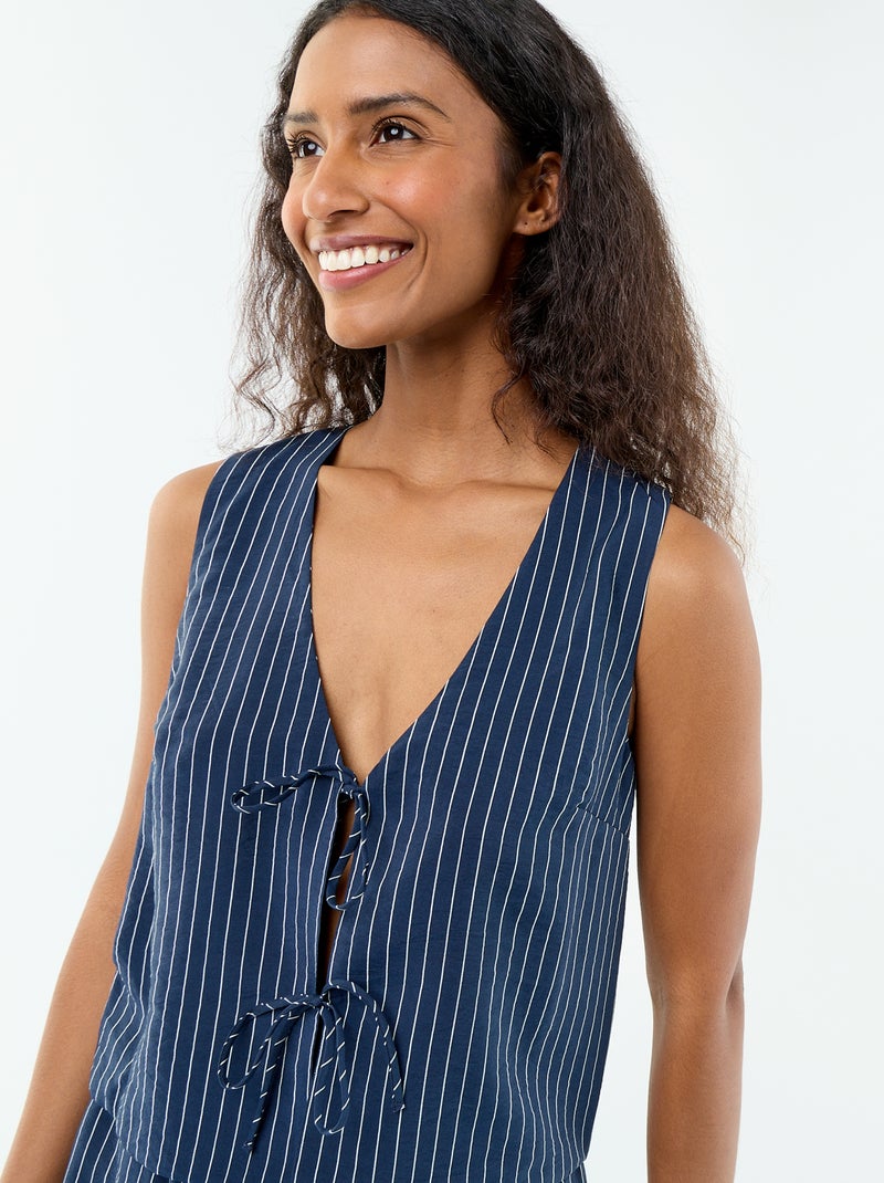 Blouse met strikjes Blauw - Kiabi