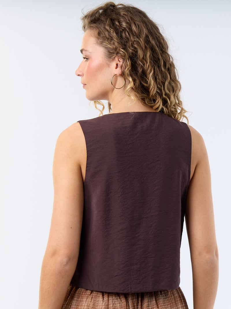 Blouse met strikjes Bruin - Kiabi