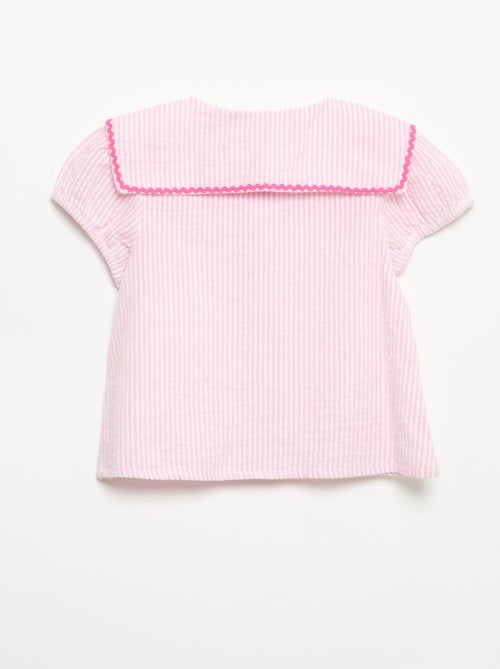 Blouse met strikjes en korte mouwen - Kiabi Blouse met strikjes en korte mouwen - Kiabi