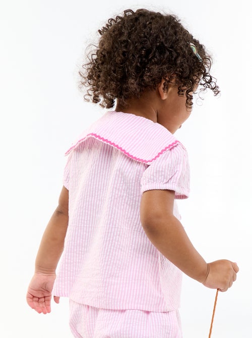 Blouse met strikjes en korte mouwen - Kiabi Blouse met strikjes en korte mouwen - Kiabi