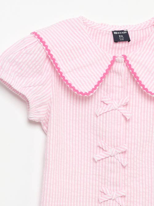 Blouse met strikjes en korte mouwen - Kiabi Blouse met strikjes en korte mouwen - Kiabi