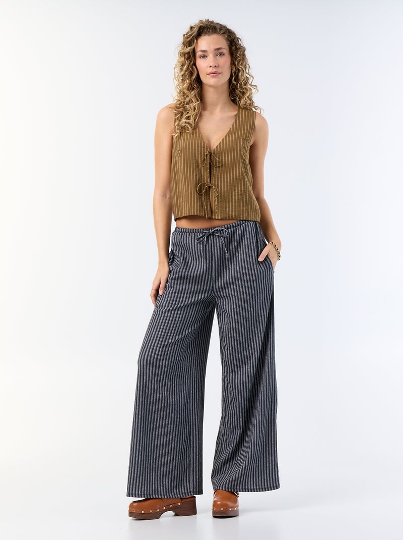 Blouse met strikjes Kaki - Kiabi