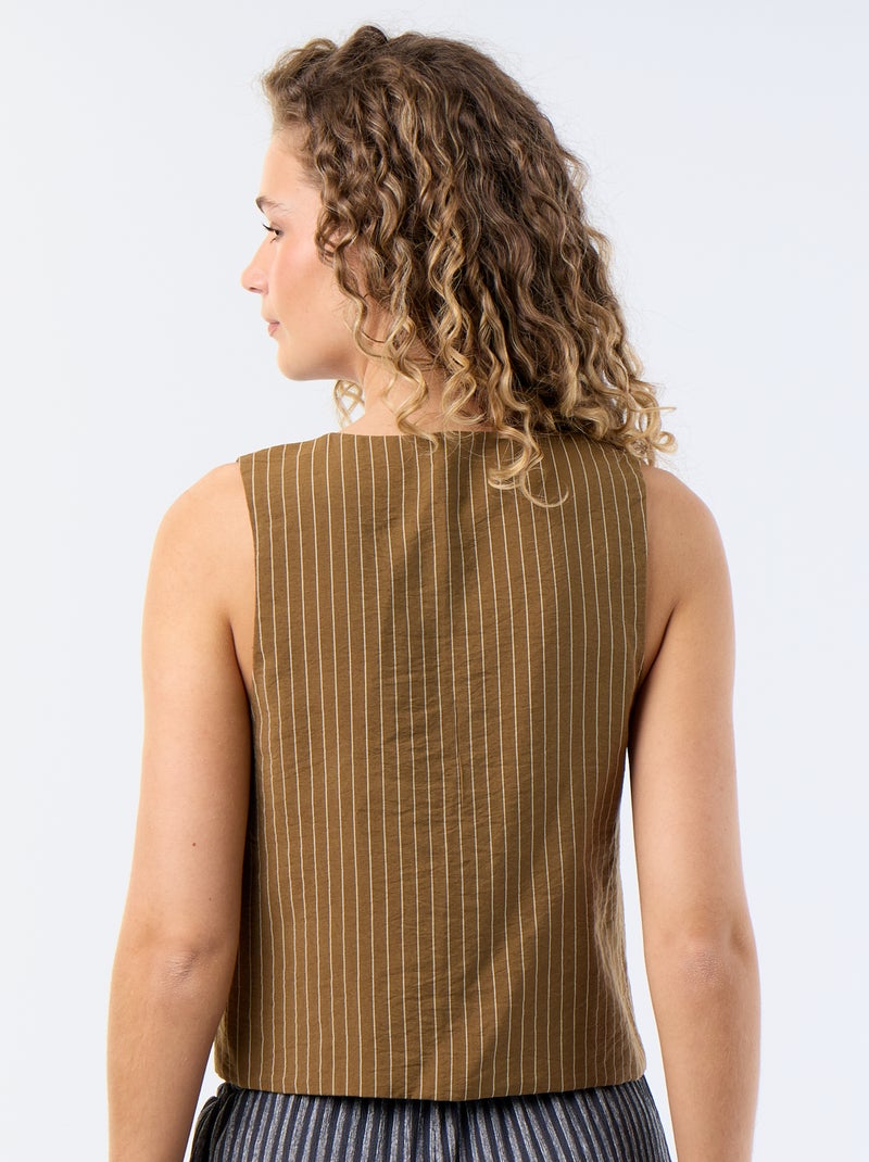 Blouse met strikjes Kaki - Kiabi