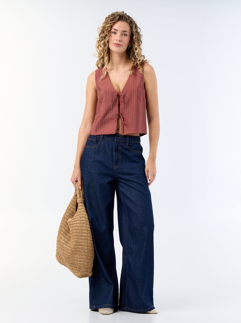 Blouse met strikjes Rood - Kiabi