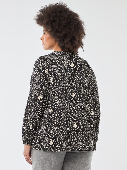 Blouse met V-hals en all-over motiefje - Kiabi