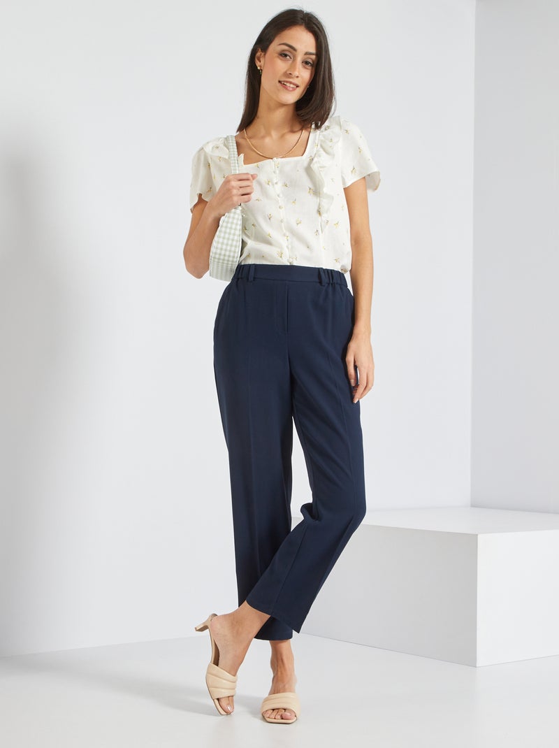 Blouse met vierkante hals WIT - Kiabi