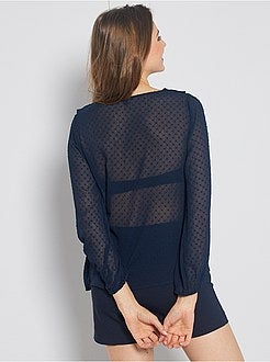 Blouse met volant en bolletjestule - Kiabi