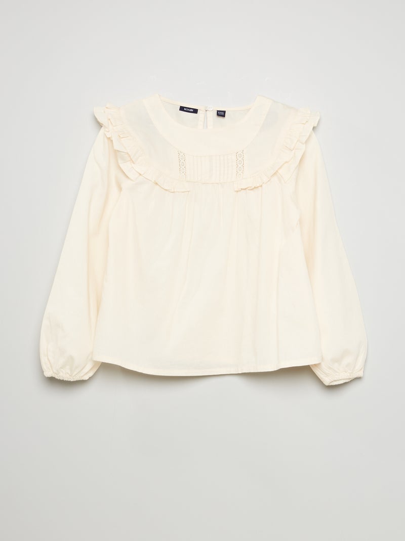 Blouse met volantkraag WIT - Kiabi