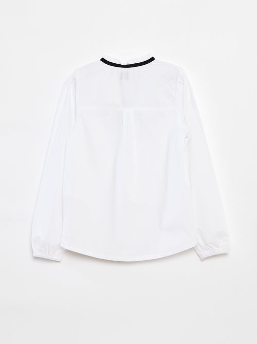 Blouse met volants en strikje aan de kraag - Kiabi