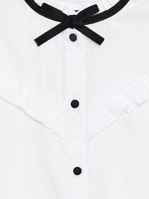 Blouse met volants en strikje aan de kraag - Kiabi